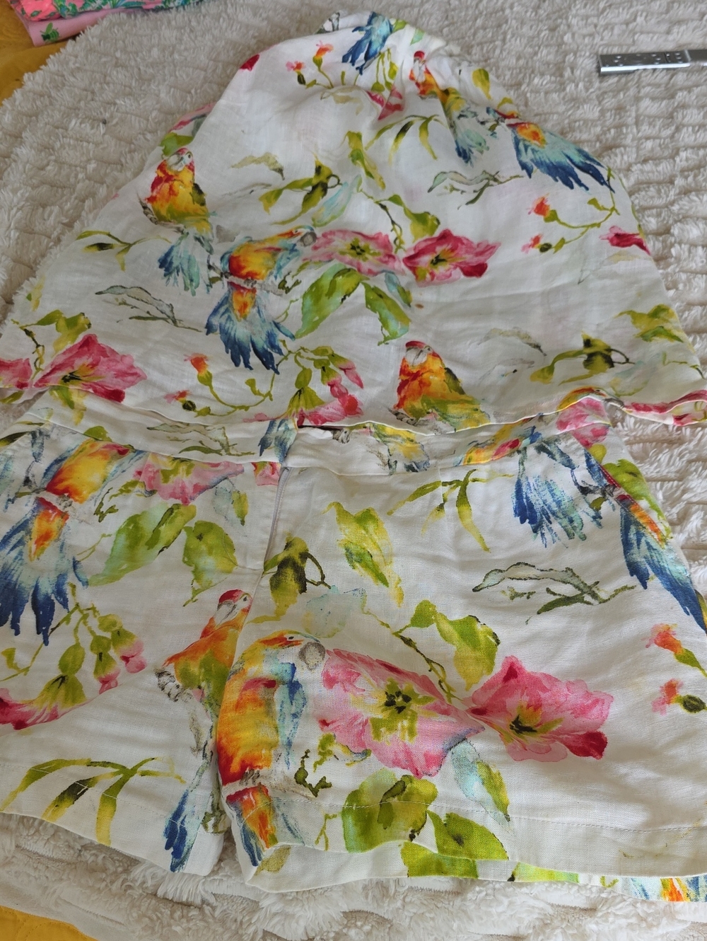Tommy Bahama Both Pieces  Floral Bird Print Women’s Shorts And Cute Top With Bow